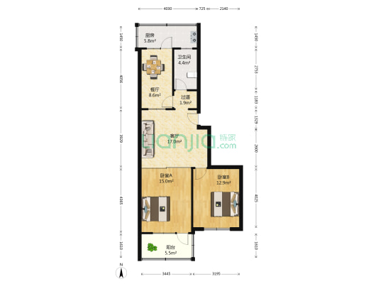 环山路46到136号 2室2厅1卫 90平方