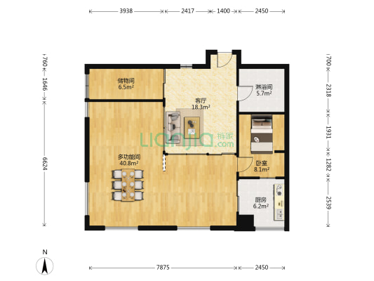 三水现代SOHO城 2室1厅1卫 112平方