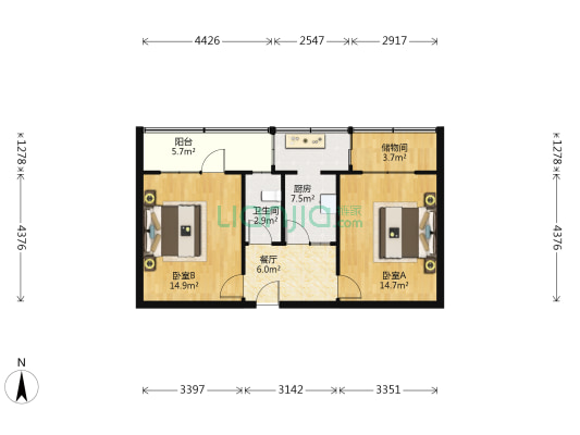 何家庄社区 2室1厅1卫 49平方