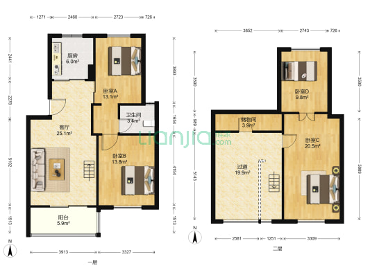 新星都市 4室1厅1卫 85平方