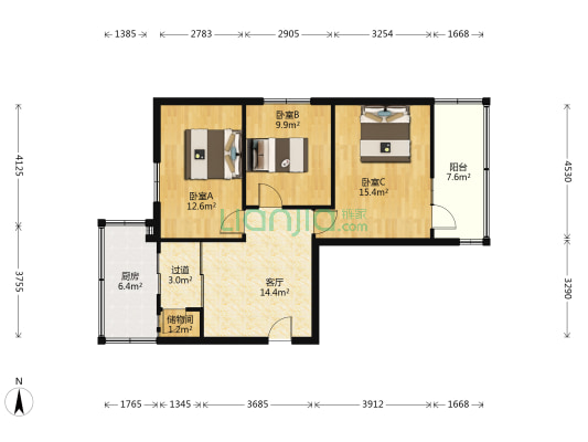 荣军装印厂宿舍 3室1厅0卫 80平方