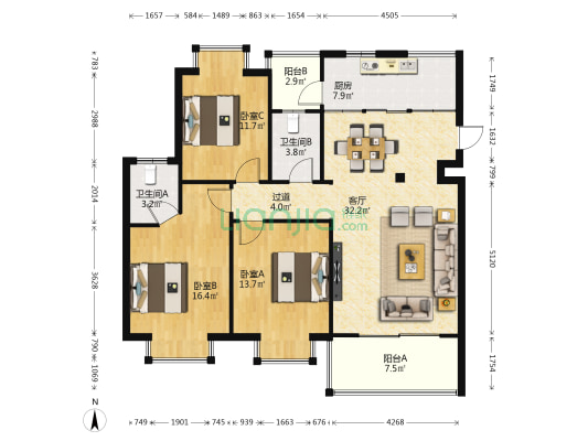 龙潭·春天 3室1厅2卫 118平方