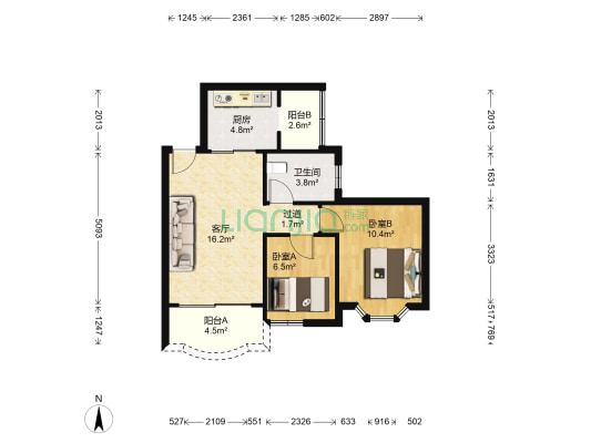 祈福新村海晴居 2室1厅1卫 60平方
