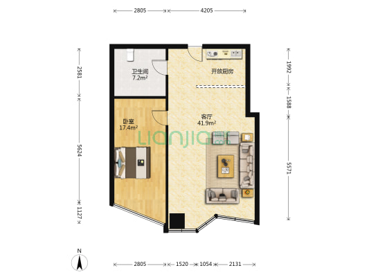 金桥大厦 1室1厅1卫 215平方
