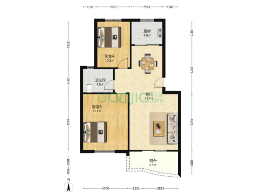 秀水佳园 2室1厅1卫 90平方