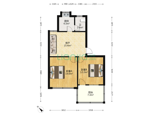 和尚桥北巷 2室1厅1卫 74平方