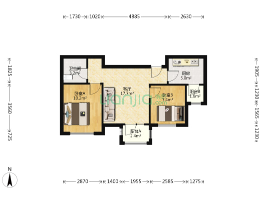雅阳家园 2室1厅1卫 73平方