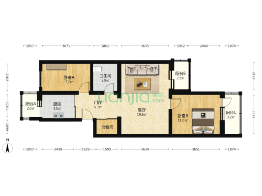 信用社家属院 2室1厅1卫 79平方