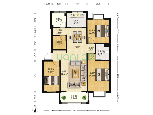 南华小区锦华苑 3室1厅1卫 112平方