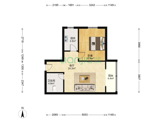 景泰怡景文园 1室1厅1卫 73平方