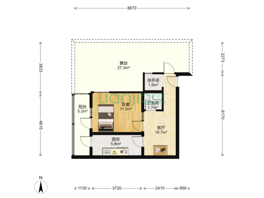 南郎家园 1室1厅2卫 45平方