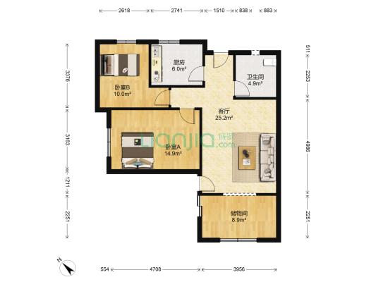金华花园 2室1厅1卫 81平方