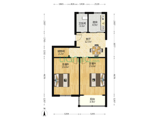 大庄里 2室1厅1卫 68平方