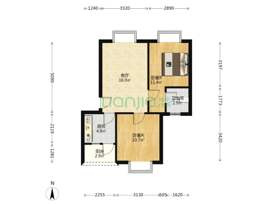 玉带苑(玉带新街) 2室1厅1卫 61平方