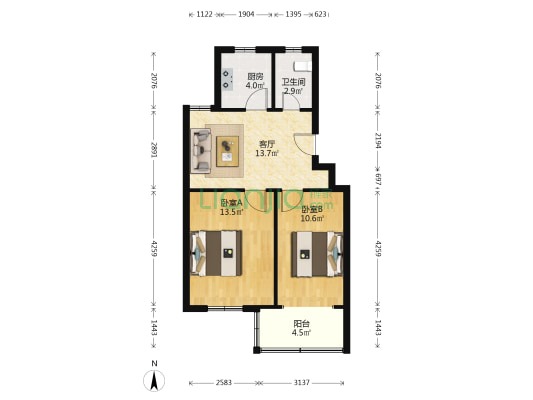 浙江油田留下小区 2室1厅1卫 60平方