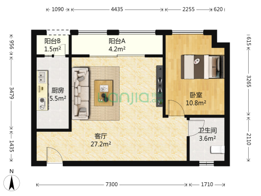 协信城立方玺院 1室1厅1卫 95平方