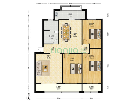 民政局家属院 3室2厅1卫 152平方