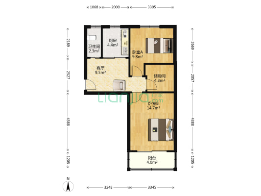 大油坊巷 2室1厅1卫 62平方