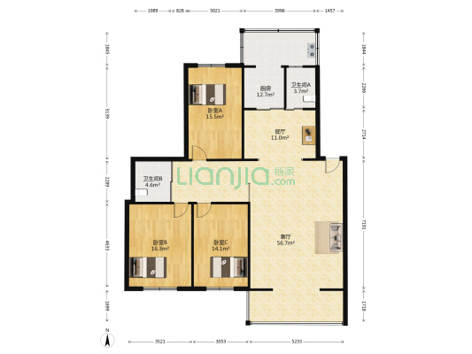 建政路 3室2厅2卫 164平方