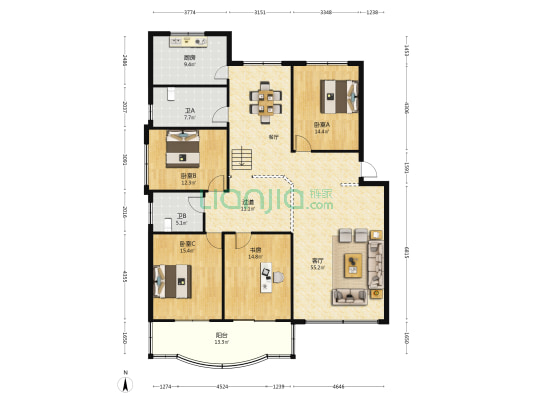 广厦世纪名苑 4室1厅2卫 179平方