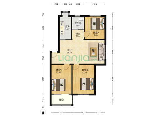 宁北村 3室1厅1卫 85平方