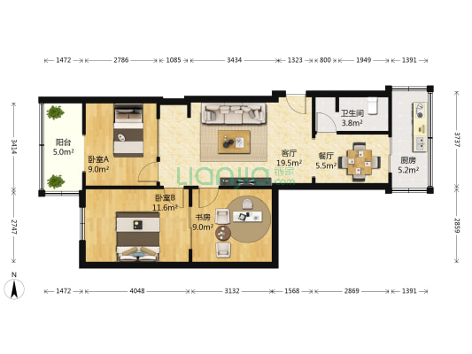 天祥街70号 3室2厅1卫 78平方