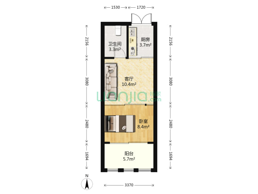 溪城華府 1室1厅1卫 38平方