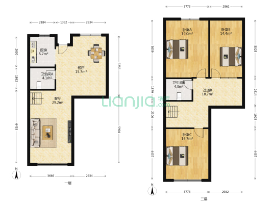慷豆创享城 3室2厅2卫 77平方