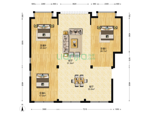 黎明东路 3室2厅0卫 156平方