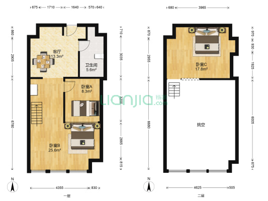三花国际大厦 3室1厅1卫 75平方
