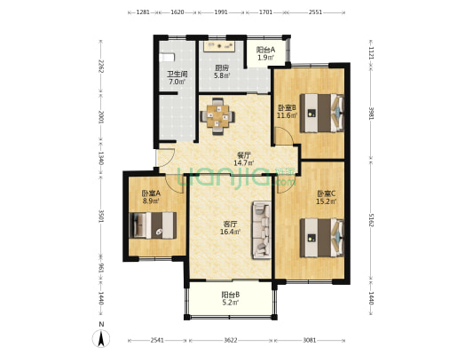 临天路八弄52号 3室2厅1卫 100平方