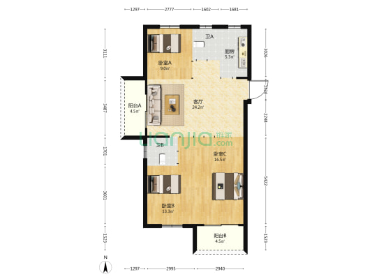 融信澜湾 3室1厅2卫 106平方
