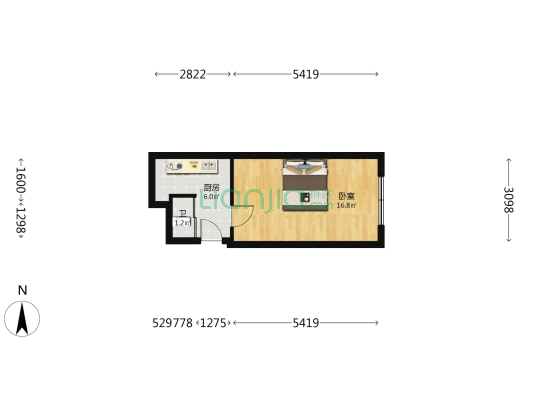 省建委房产 1室0厅1卫 36平方