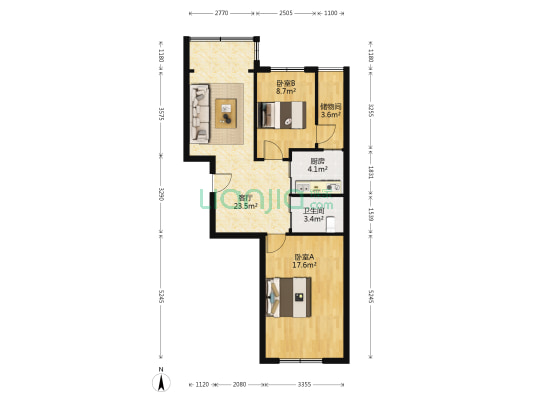 吉粮康郡 2室1厅1卫 85平方