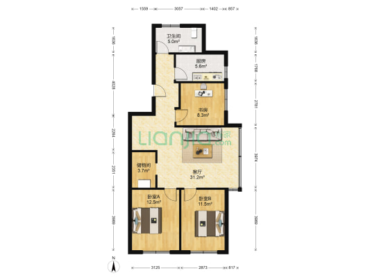 黎明柳林苑 3室1厅1卫 106平方
