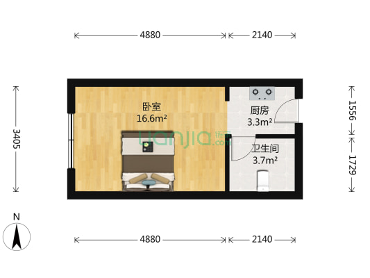 广厦天都城天河苑 1室0厅1卫 30平方