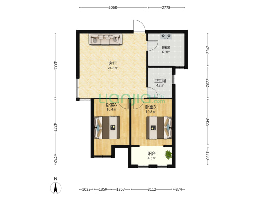 御府天城 2室1厅1卫 92平方