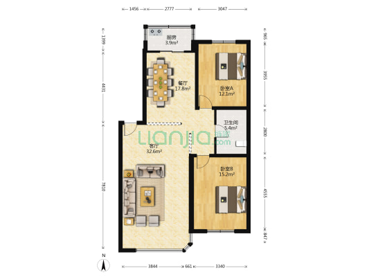 金剑花园 2室2厅1卫 111平方