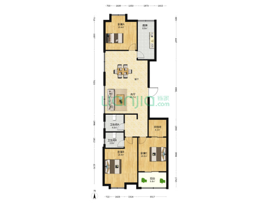 富雅玉湖湾 3室1厅2卫 139平方