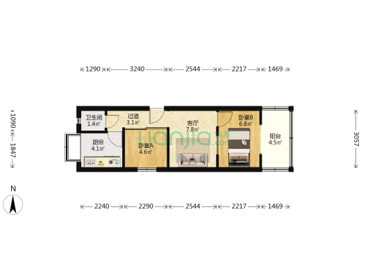 红山根东路小区 2室1厅1卫 32平方