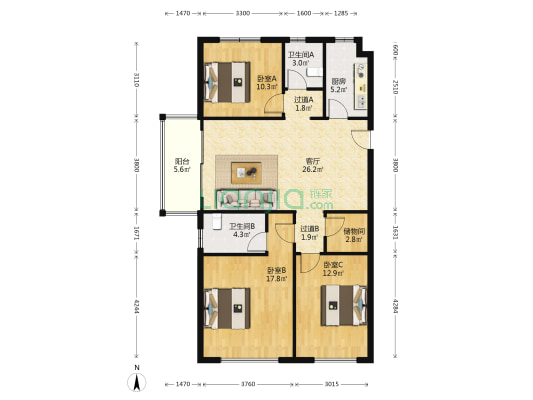 碧桂园龙城熙园 3室1厅2卫 123平方
