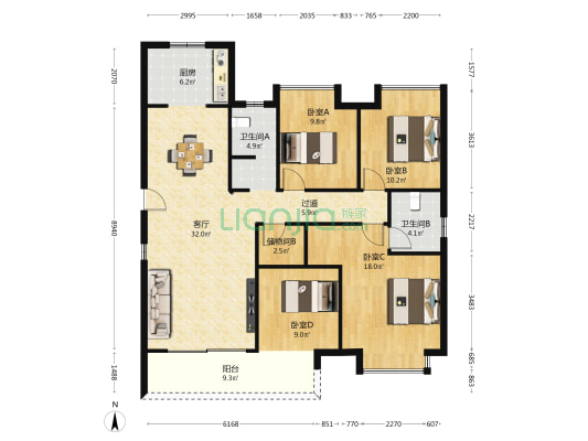国欣云境府 4室1厅2卫 143平方