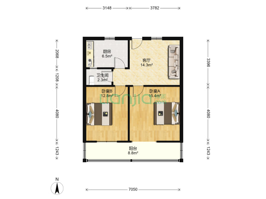 当涂小区 2室1厅1卫 67平方