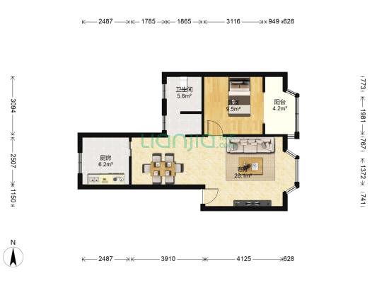 锦鑫苑 1室1厅1卫 65平方