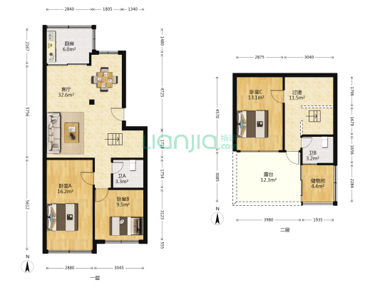 西河小区 3室1厅2卫 84平方