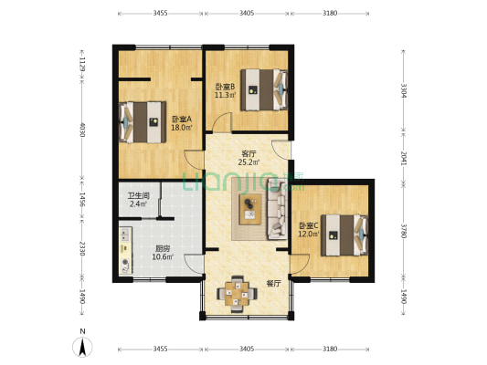 状元街49号 3室1厅1卫 99平方