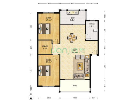 绿洲华庭苑(公寓) 2室1厅1卫 117平方