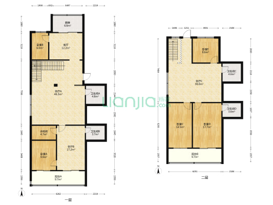 桃园四巷22号院 5室4厅4卫 260平方