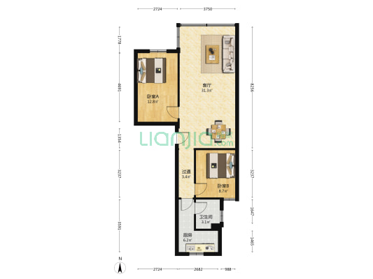 强兴楼 2室1厅1卫 81平方