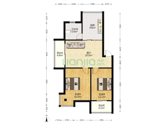 金鼎城市花园 2室1厅1卫 89平方